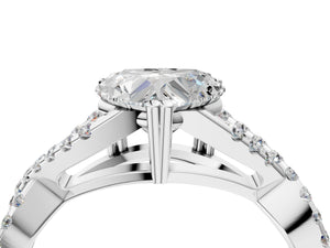White gold Heart Solitaire Twist Band with Pavé Setting and Four-Prong Setting_16