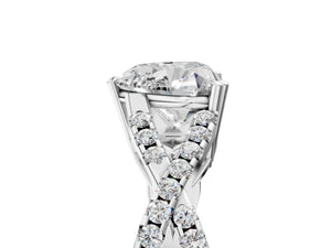 White gold Heart Solitaire Twist Band with Pavé Setting and Four-Prong Setting_17