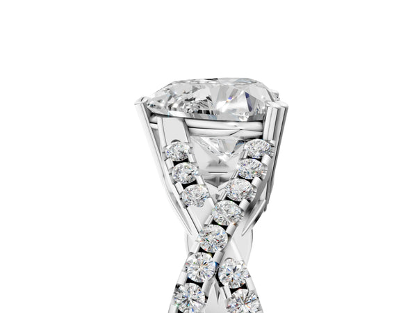White gold Heart Solitaire Twist Band with Pavé Setting and Four-Prong Setting_17