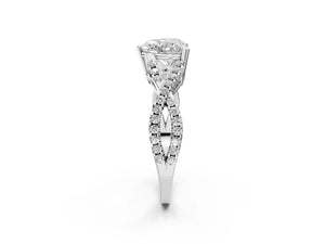 White gold Heart Solitaire Twist Band with Pavé Setting and Four-Prong Setting_20