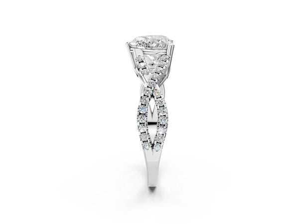 White gold Heart Solitaire Twist Band with Pavé Setting and Four-Prong Setting_20