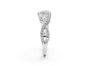 White gold Heart Solitaire Twist Band with Pavé Setting and Four-Prong Setting_2