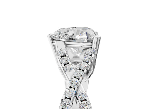 White gold Heart Solitaire Twist Band with Pavé Setting and Four-Prong Setting_35