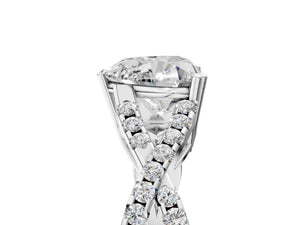 White gold Heart Solitaire Twist Band with Pavé Setting and Four-Prong Setting_47