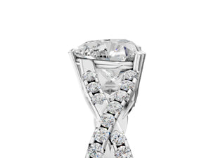 White gold Heart Solitaire Twist Band with Pavé Setting and Four-Prong Setting_53