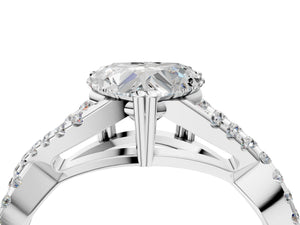 White gold Heart Solitaire Twist Band with Pavé Setting and Four-Prong Setting_58