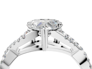 White gold Heart Solitaire Twist Band with Pavé Setting and Four-Prong Setting_64