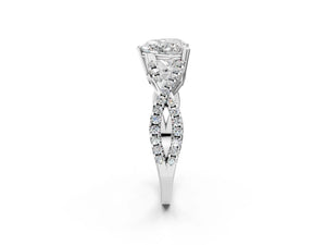White gold Heart Solitaire Twist Band with Pavé Setting and Four-Prong Setting_68