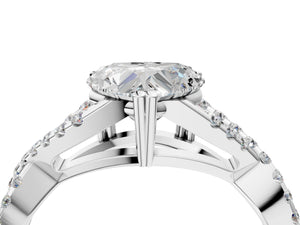 White gold Heart Solitaire Twist Band with Pavé Setting and Four-Prong Setting_70