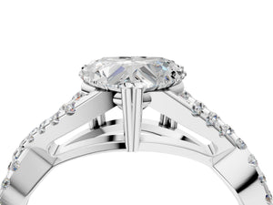 White gold Heart Solitaire Twist Band with Pavé Setting and Four-Prong Setting_88