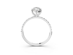 White gold Marquise Cut Diamond Pavé Band Solitaire Ring with Four-Prong Setting_15