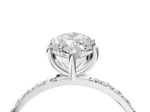 White gold Marquise Cut Diamond Pavé Band Solitaire Ring with Four-Prong Setting_16