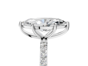 White gold Marquise Cut Diamond Pavé Band Solitaire Ring with Four-Prong Setting_17