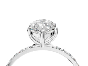White gold Marquise Cut Diamond Pavé Band Solitaire Ring with Four-Prong Setting_22