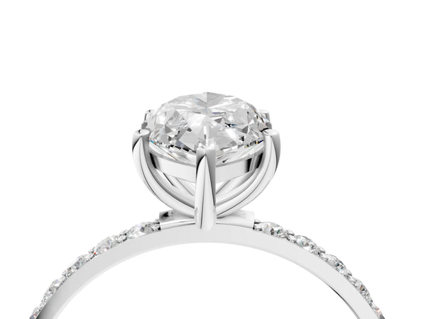 White gold Marquise Cut Diamond Pavé Band Solitaire Ring with Four-Prong Setting_22