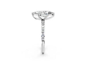 White gold Marquise Cut Diamond Pavé Band Solitaire Ring with Four-Prong Setting_26