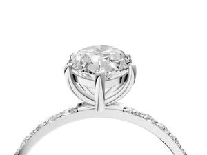 White gold Marquise Cut Diamond Pavé Band Solitaire Ring with Four-Prong Setting_28
