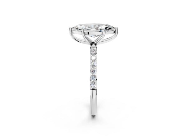 White gold Marquise Cut Diamond Pavé Band Solitaire Ring with Four-Prong Setting_32