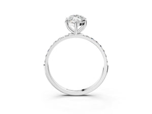 White gold Marquise Cut Diamond Pavé Band Solitaire Ring with Four-Prong Setting_33