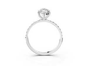 White gold Marquise Cut Diamond Pavé Band Solitaire Ring with Four-Prong Setting_3