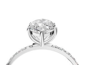 White gold Marquise Cut Diamond Pavé Band Solitaire Ring with Four-Prong Setting_40