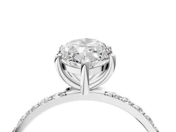 White gold Marquise Cut Diamond Pavé Band Solitaire Ring with Four-Prong Setting_40