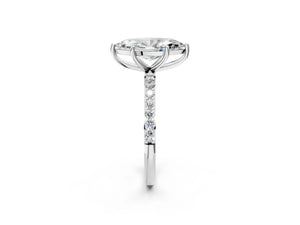 White gold Marquise Cut Diamond Pavé Band Solitaire Ring with Four-Prong Setting_44