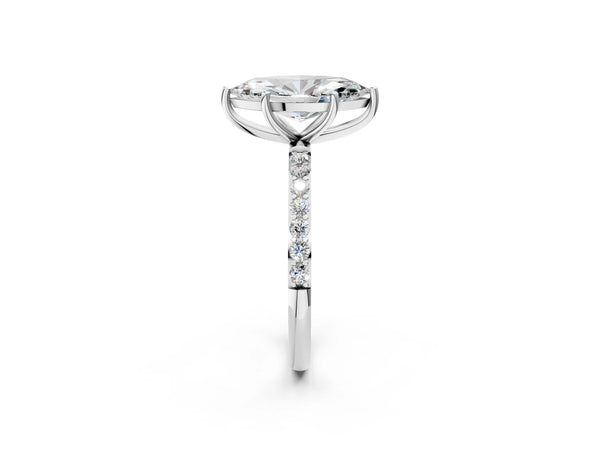 White gold Marquise Cut Diamond Pavé Band Solitaire Ring with Four-Prong Setting_44