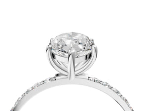 White gold Marquise Cut Diamond Pavé Band Solitaire Ring with Four-Prong Setting_46