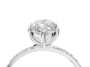 White gold Marquise Cut Diamond Pavé Band Solitaire Ring with Four-Prong Setting_52
