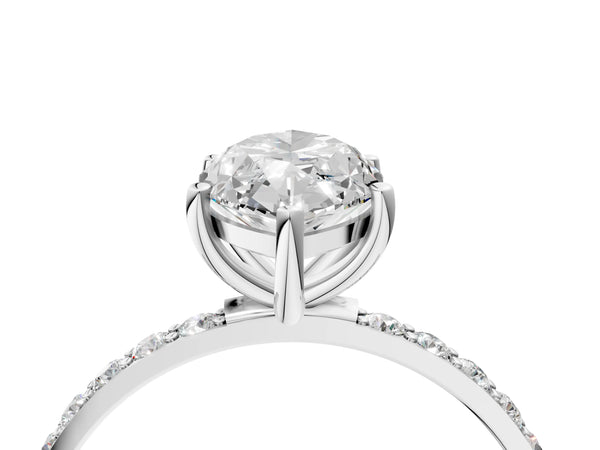 White gold Marquise Cut Diamond Pavé Band Solitaire Ring with Four-Prong Setting_52