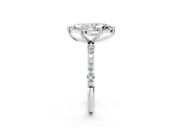 White gold Marquise Cut Diamond Pavé Band Solitaire Ring with Four-Prong Setting_56