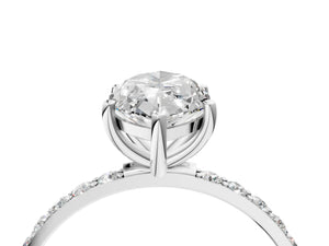 White gold Marquise Cut Diamond Pavé Band Solitaire Ring with Four-Prong Setting_58