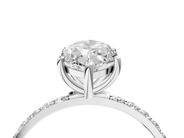 White gold Marquise Cut Diamond Pavé Band Solitaire Ring with Four-Prong Setting_58