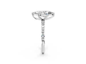 White gold Marquise Cut Diamond Pavé Band Solitaire Ring with Four-Prong Setting_62
