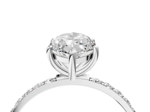 White gold Marquise Cut Diamond Pavé Band Solitaire Ring with Four-Prong Setting_64