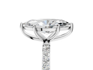 White gold Marquise Cut Diamond Pavé Band Solitaire Ring with Four-Prong Setting_65