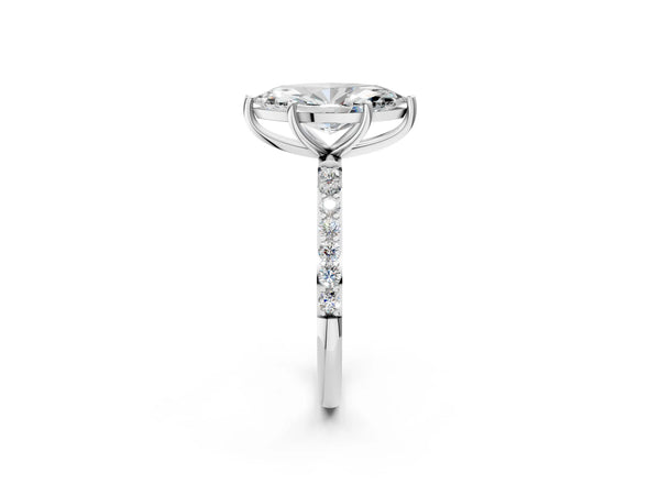 White gold Marquise Cut Diamond Pavé Band Solitaire Ring with Four-Prong Setting_68