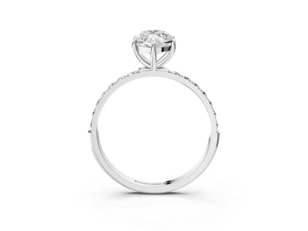 White gold Marquise Cut Diamond Pavé Band Solitaire Ring with Four-Prong Setting_69