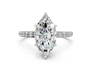 White gold Marquise Cut Diamond Pavé Band Solitaire Ring with Four-Prong Setting_72