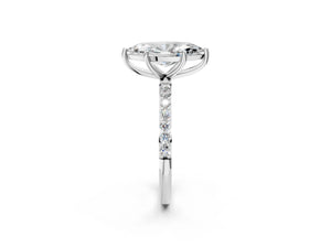 White gold Marquise Cut Diamond Pavé Band Solitaire Ring with Four-Prong Setting_74