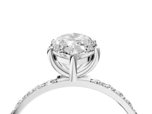 White gold Marquise Cut Diamond Pavé Band Solitaire Ring with Four-Prong Setting_76