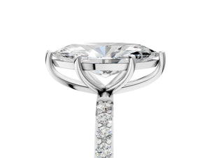 White gold Marquise Cut Diamond Pavé Band Solitaire Ring with Four-Prong Setting_77