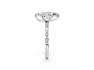 White gold Marquise Cut Diamond Pavé Band Solitaire Ring with Four-Prong Setting_80