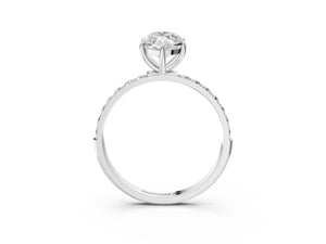 White gold Marquise Cut Diamond Pavé Band Solitaire Ring with Four-Prong Setting_81