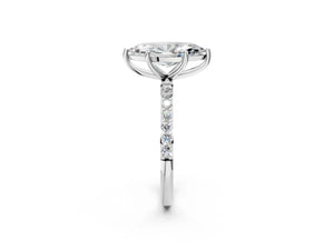 White gold Marquise Cut Diamond Pavé Band Solitaire Ring with Four-Prong Setting_86