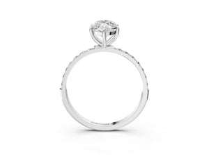 White gold Marquise Cut Diamond Pavé Band Solitaire Ring with Four-Prong Setting_87