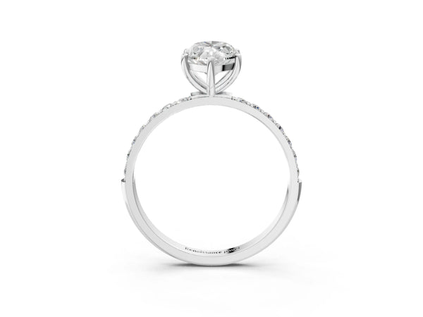 White gold Marquise Cut Diamond Pavé Band Solitaire Ring with Four-Prong Setting_87