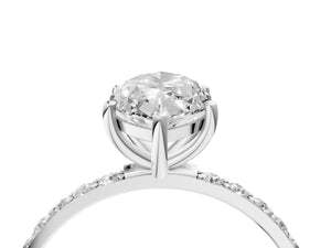 White gold Marquise Cut Diamond Pavé Band Solitaire Ring with Four-Prong Setting_88
