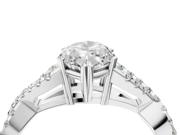 White gold Marquise Solitaire Twist Band with Pavé Setting and Four-Prong Setting_28